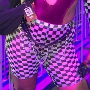 Mesh Checker Biker Shorts